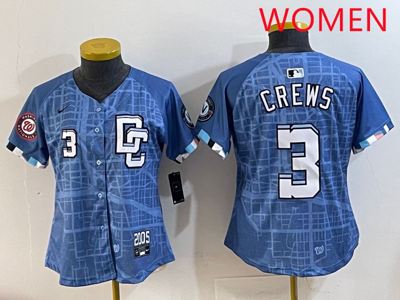 Women Washington Nationals #3 Crews Blue Joint Name 2025 Nike MLB Jersey style 6